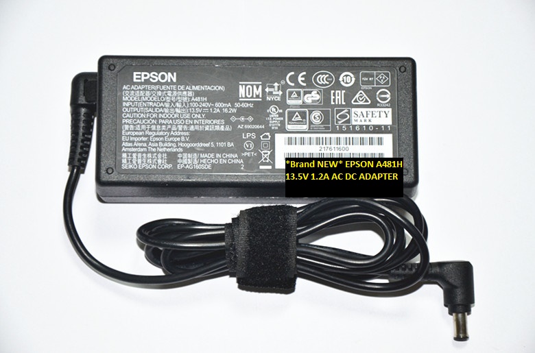 *Brand NEW* 5.5 * 1.5 needle EPSON 13.5V 1.2A AC DC ADAPTER A481H